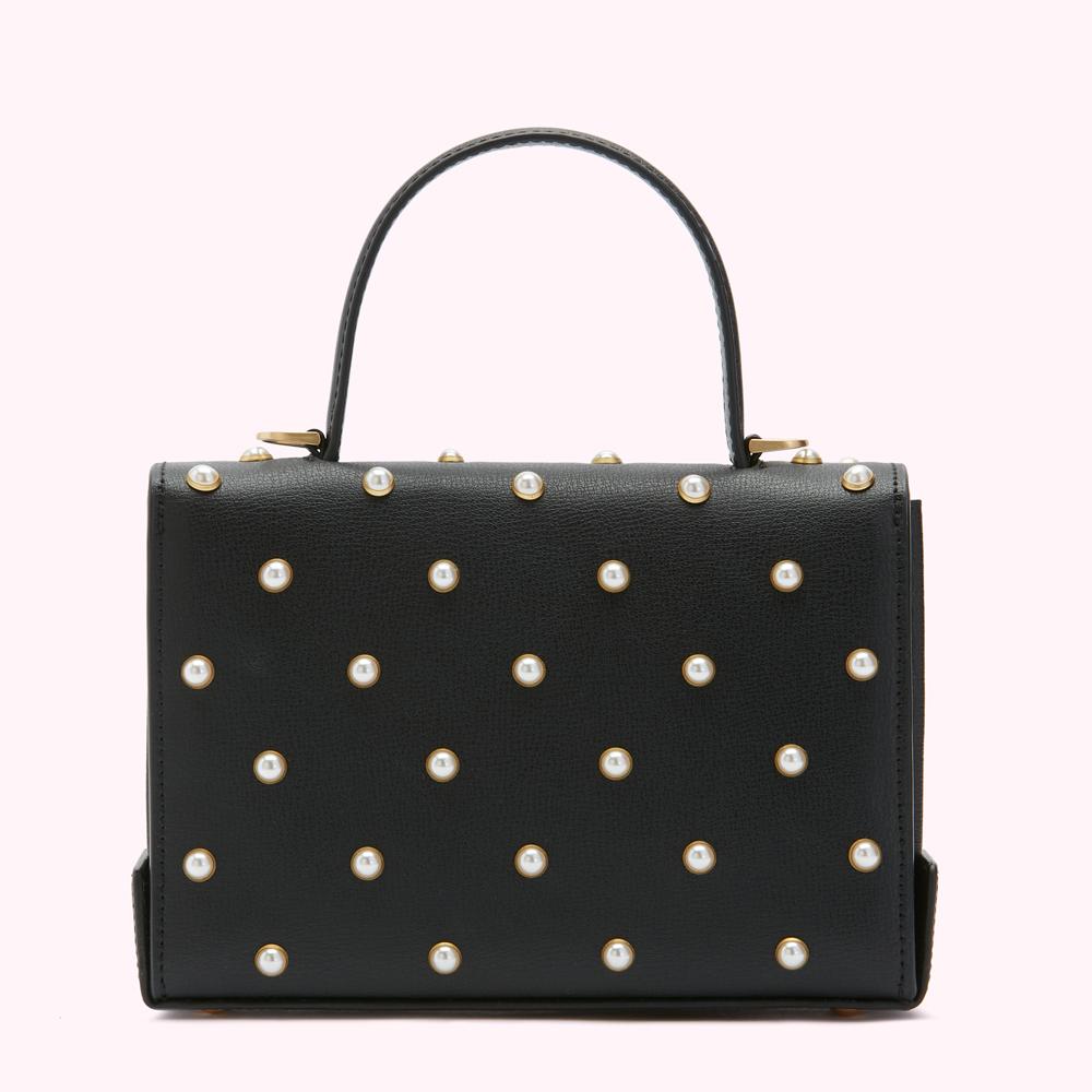 Black Pearl Medium Lip Turnlock Queenie Handbag | Handbag | Lulu Guinness