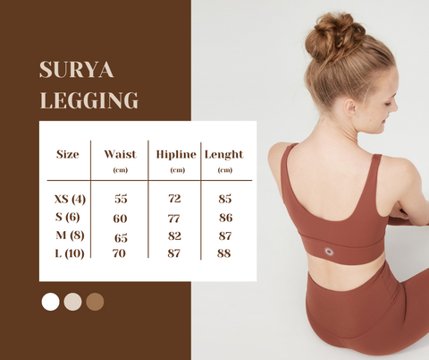 Größentabelle für Surya-Leggings