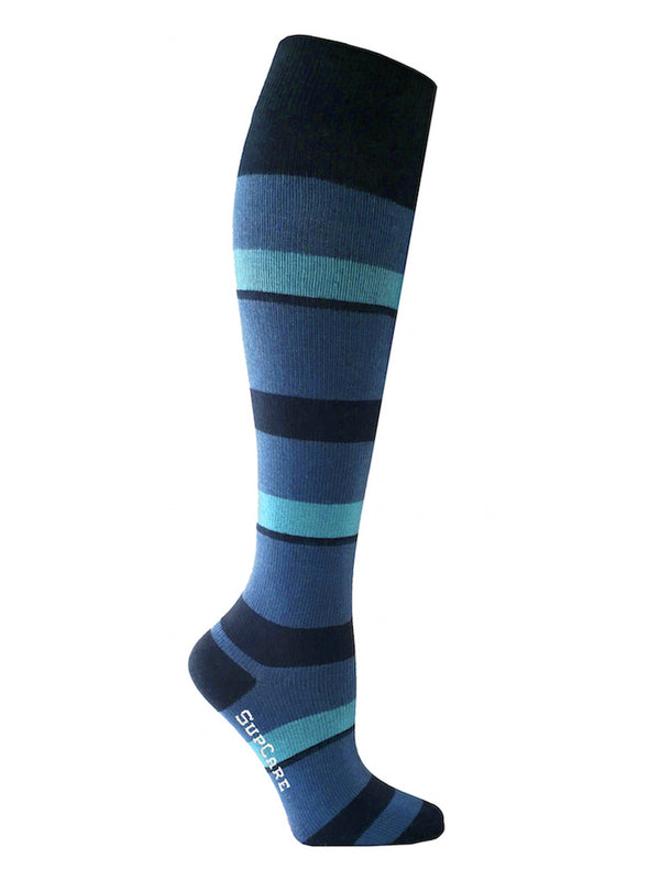 Cotton compression stockings, blue and grey stripes – SupCare