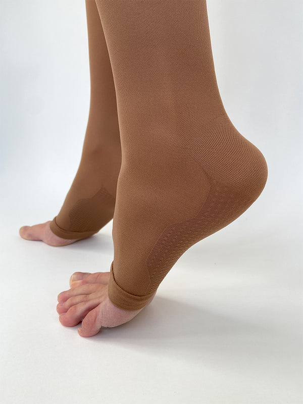 Medical compression tights with open toe, 140 denier, beige – SupCare