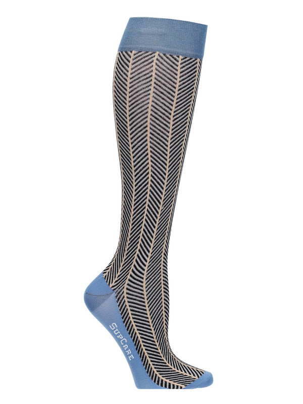 Cotton compression stockings, black herringbone with silver glitter –  SupCare