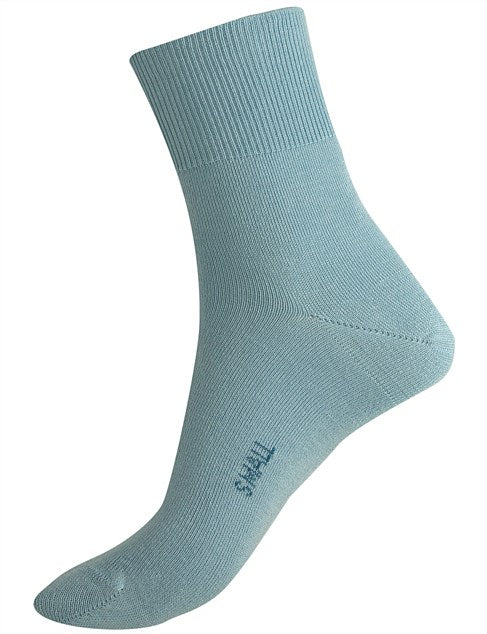 Fine Cotton Short Leg Sock in Forget Me Not Blue - Aussie Made