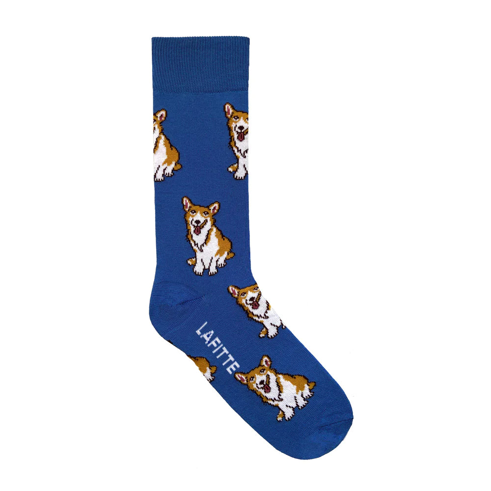 Corgi Crew Socks in Blue - Aussie Made