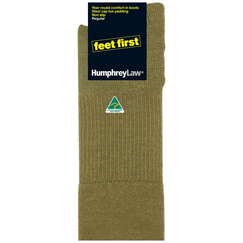 Feet First Heavy Duty Wool Work Socks in Khaki - Aussie Made