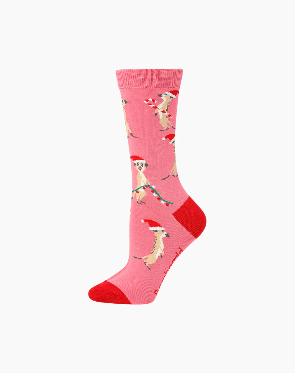 Xmas Meerkat Women's Bamboo Crew Socks