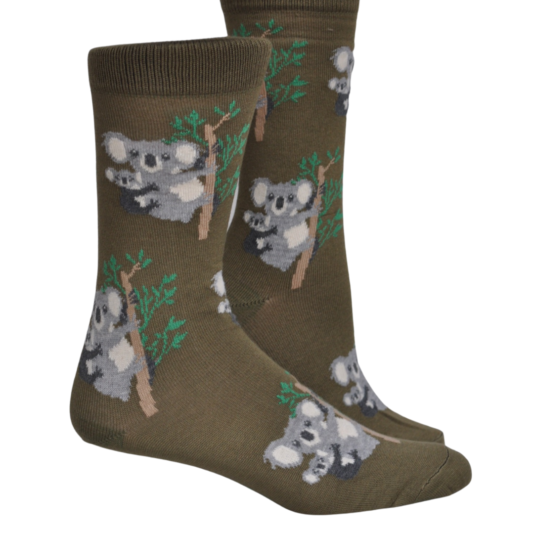 Koala Bamboo Crew Socks in Khaki - Aussie Made