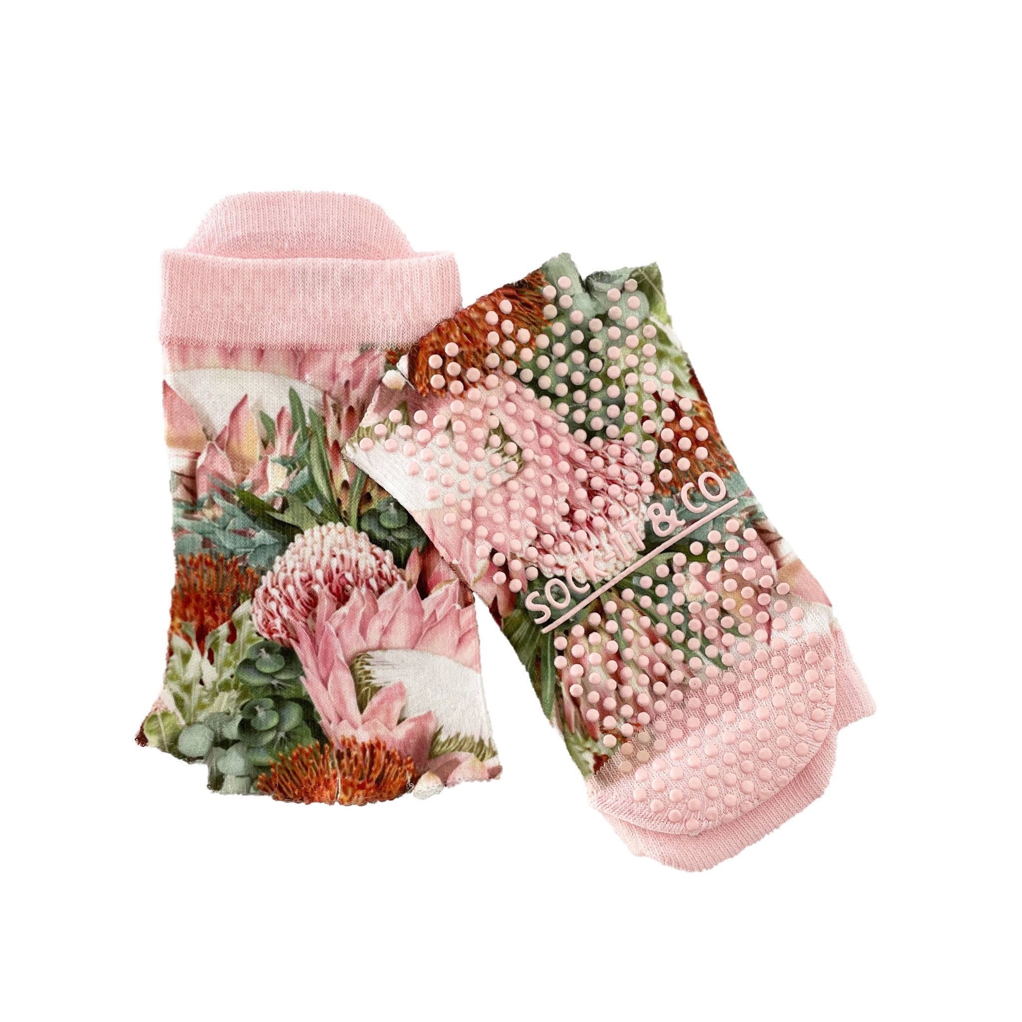 Toeless Floral Non Slip Grip Sock