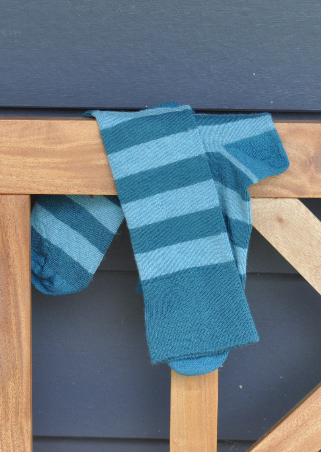 Merino and Alpaca Blend Striped Socks in Teal - Aussie Made