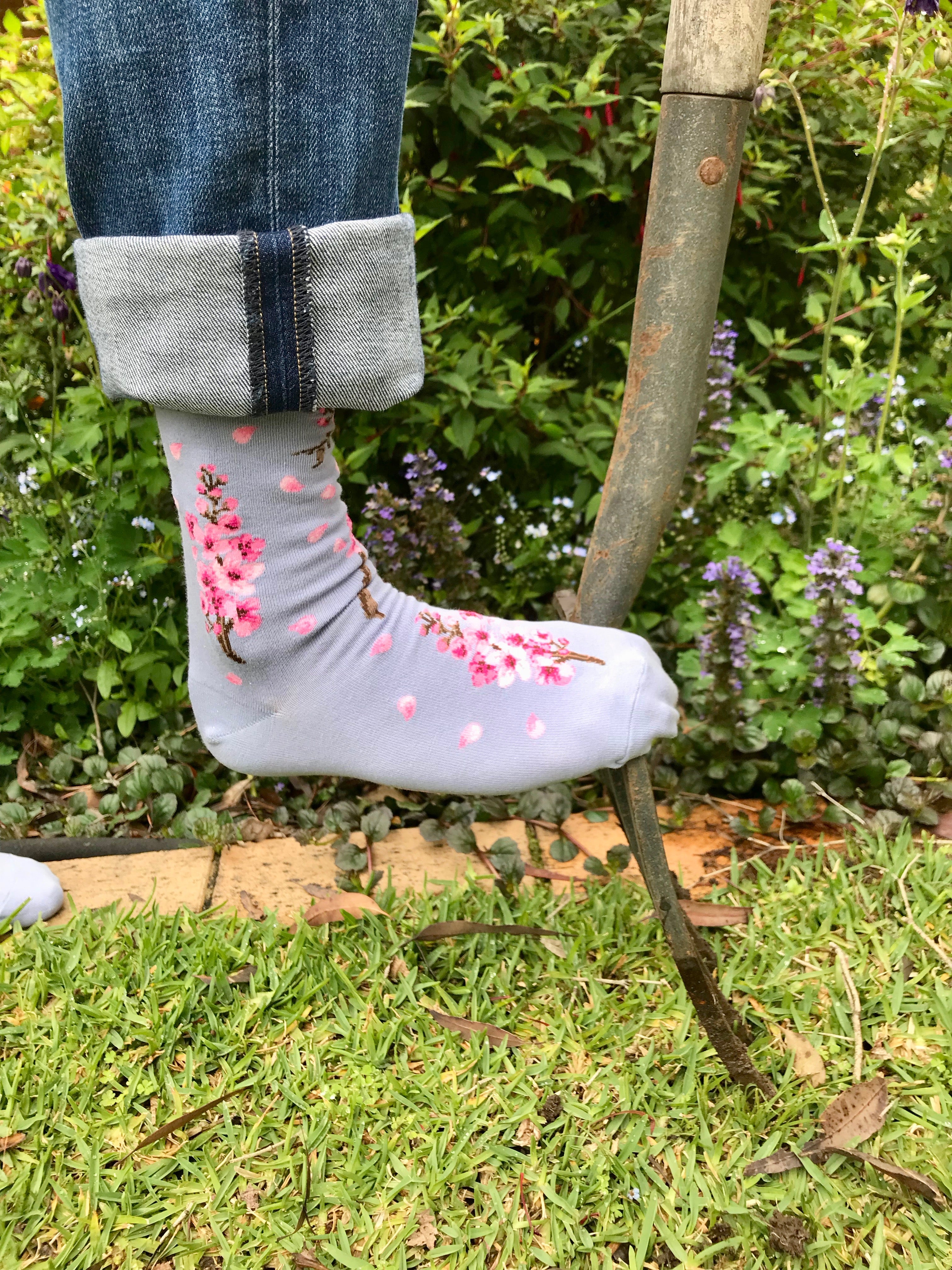 Cherry Blossoms Womens Crew Sock in Lilac