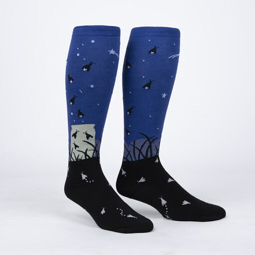 Night Light Knee High Socks in Extra Stretchy for Wide Calves and Glow in the Dark