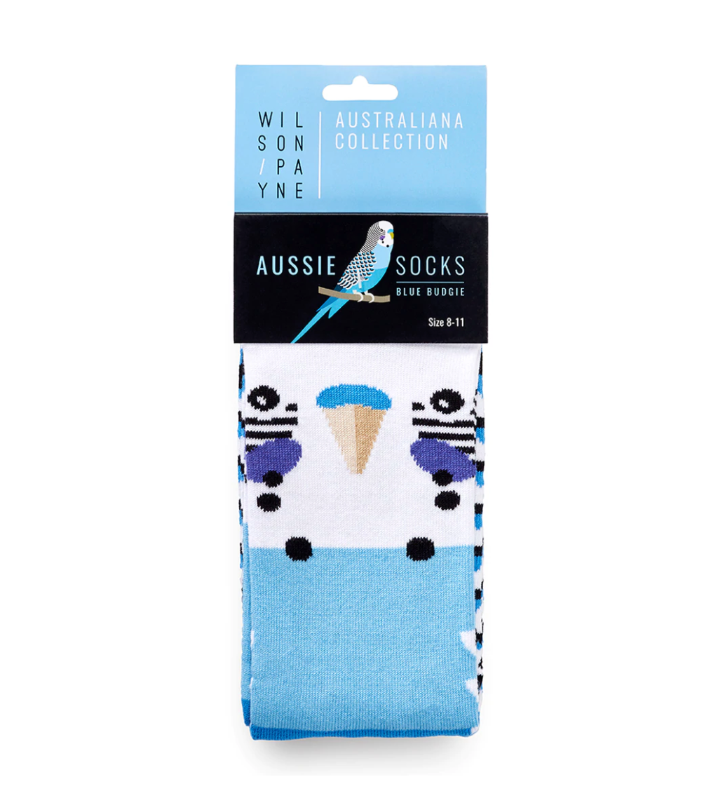 Blue Budgie Crew Socks