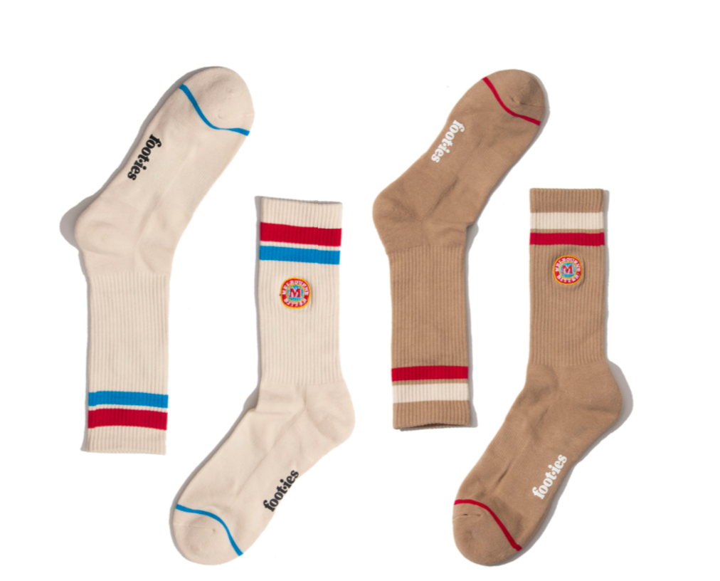 Melbourne Bitter Stripe Athletic Ribbed Crew Socks 2 Pairs Pack