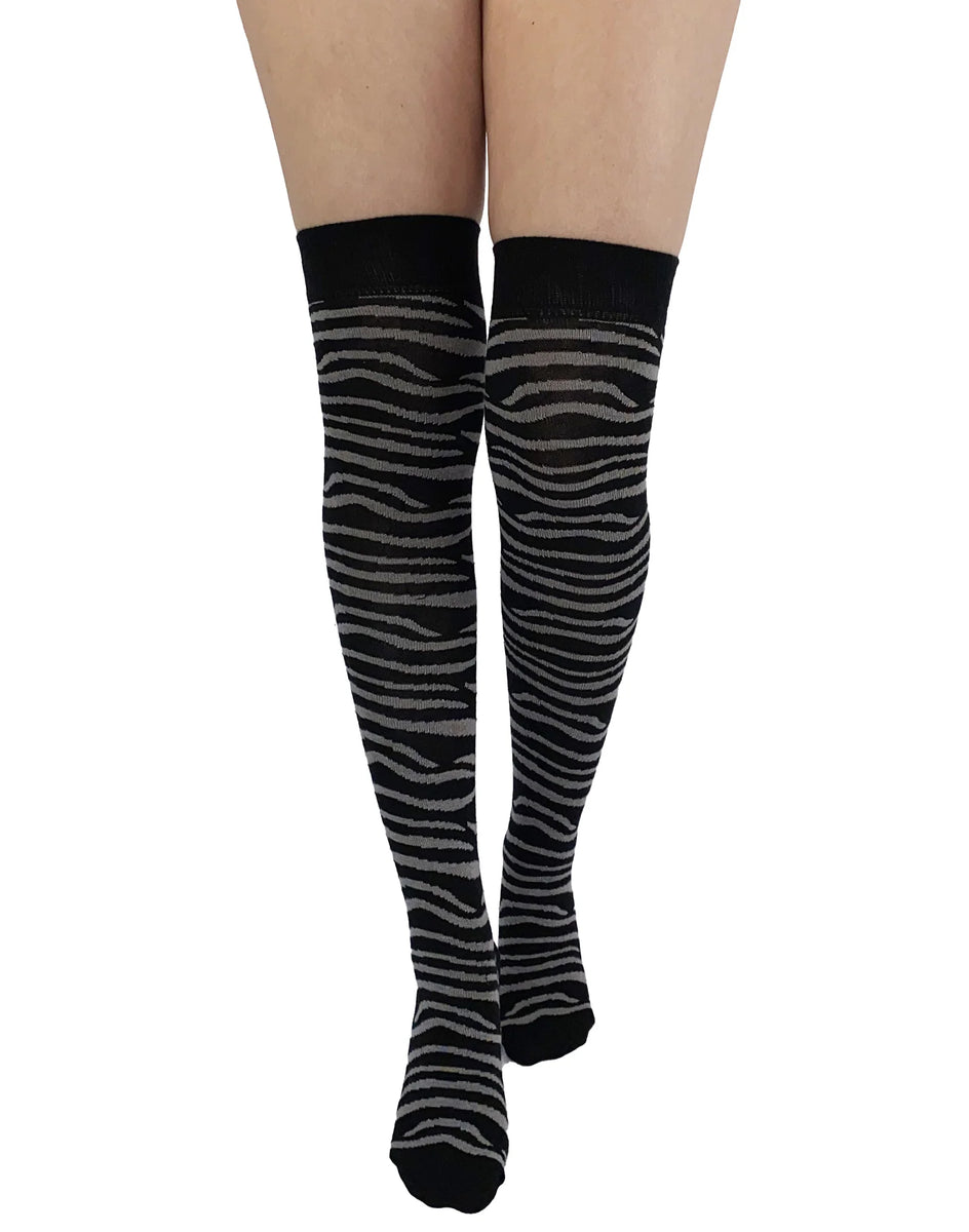 Zebra Pattern Over The Knee Socks – The Sockery