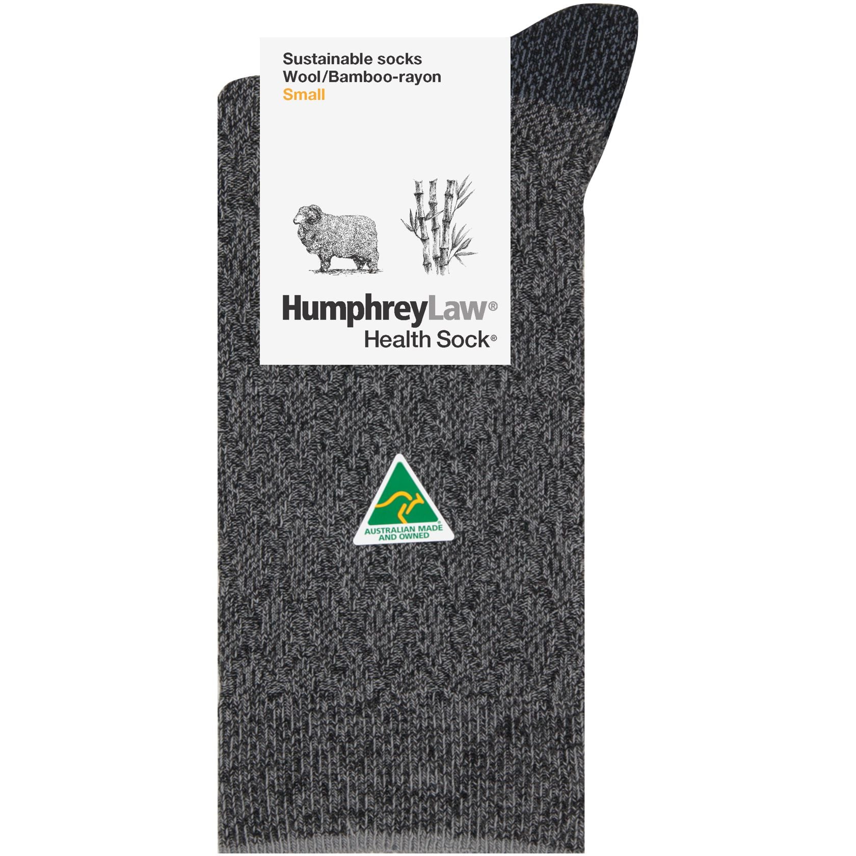 Wool and Bamboo Mix Crew Sock in Charcoal - Aussie Made