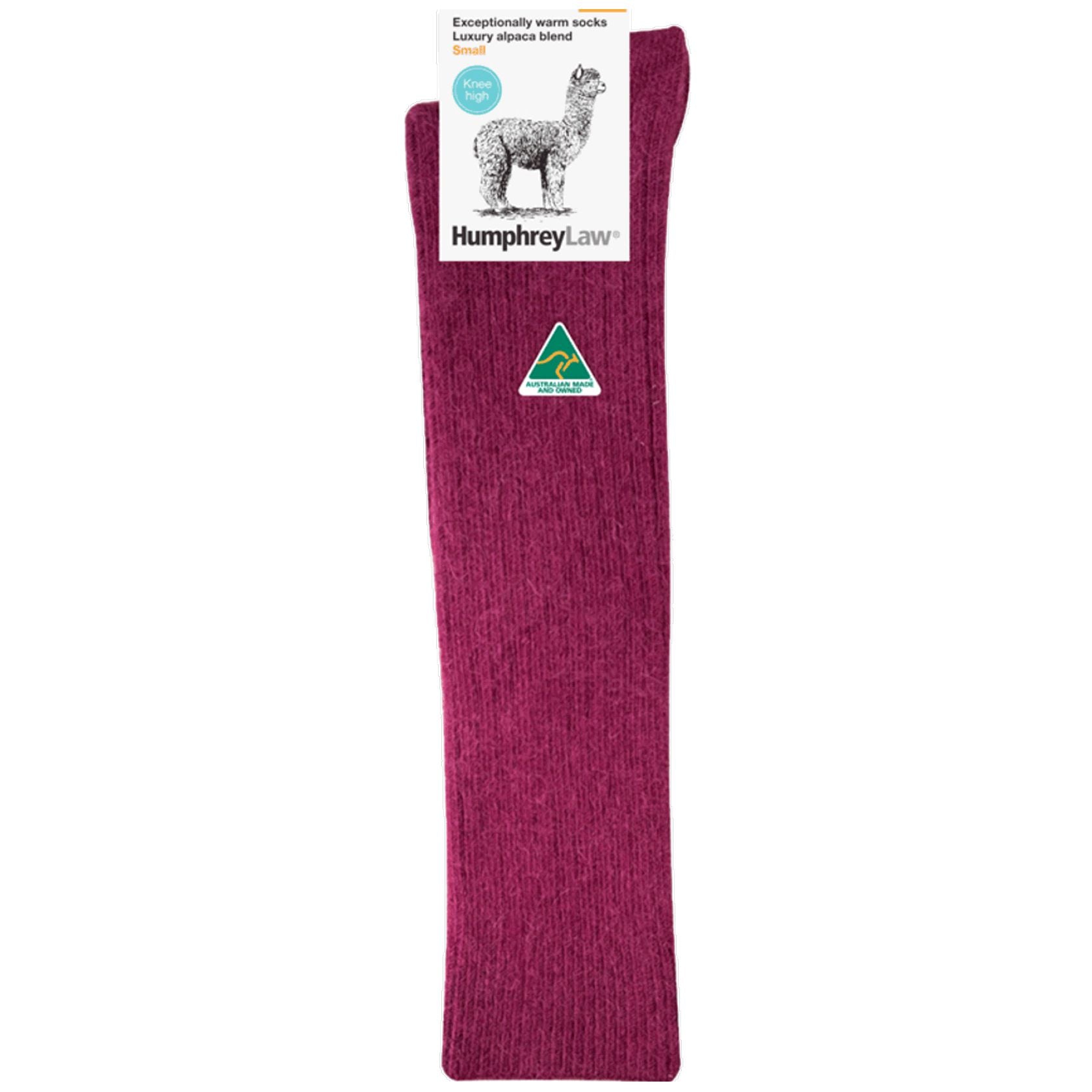 Alpaca Wool Knee High Sock in Berry