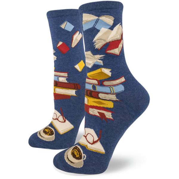 Bibliophile Women's Crew Socks in Blue