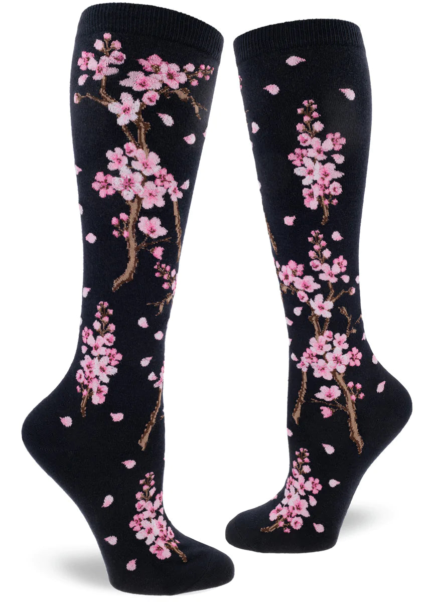 Cherry Blossoms Knee High In Navy