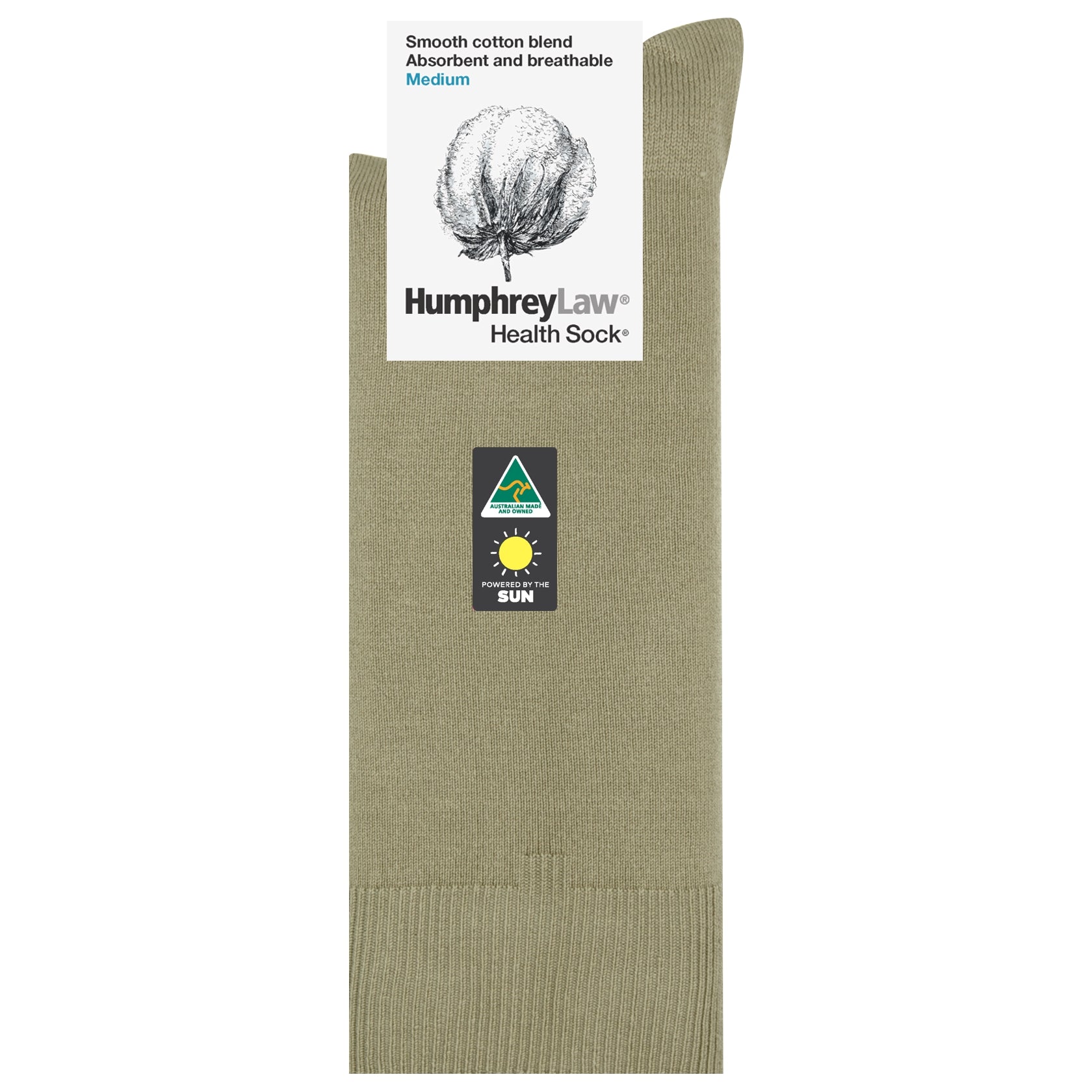 Mercerised Cotton Crew Socks in Stone - Aussie Made