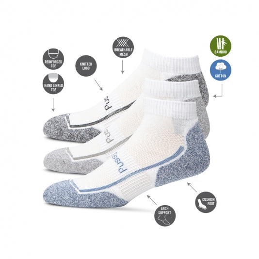 3 Pair Pack of Men's Sports Ankle Socks