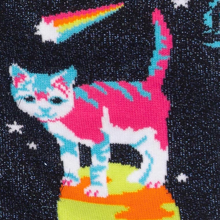 Shimmering Space Cats Women's Crew Socks