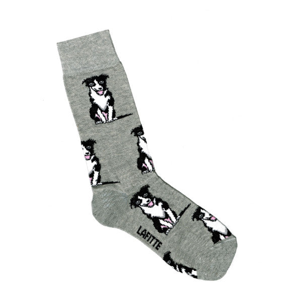 Border Collie Crew Socks in Grey - Aussie Made