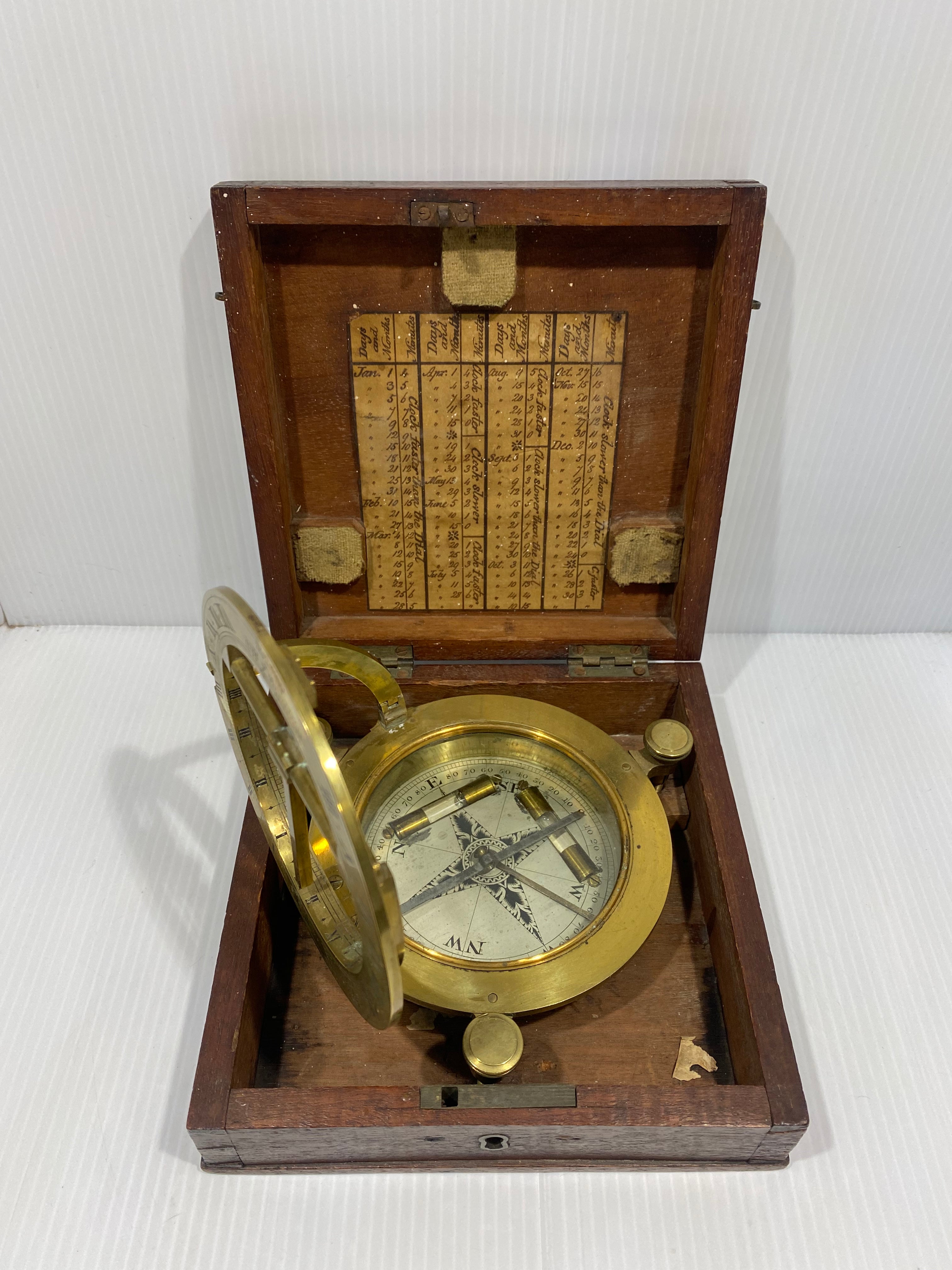 Antique Brass Compass London Watkins And Hill Ca 1840s Iapello 7682