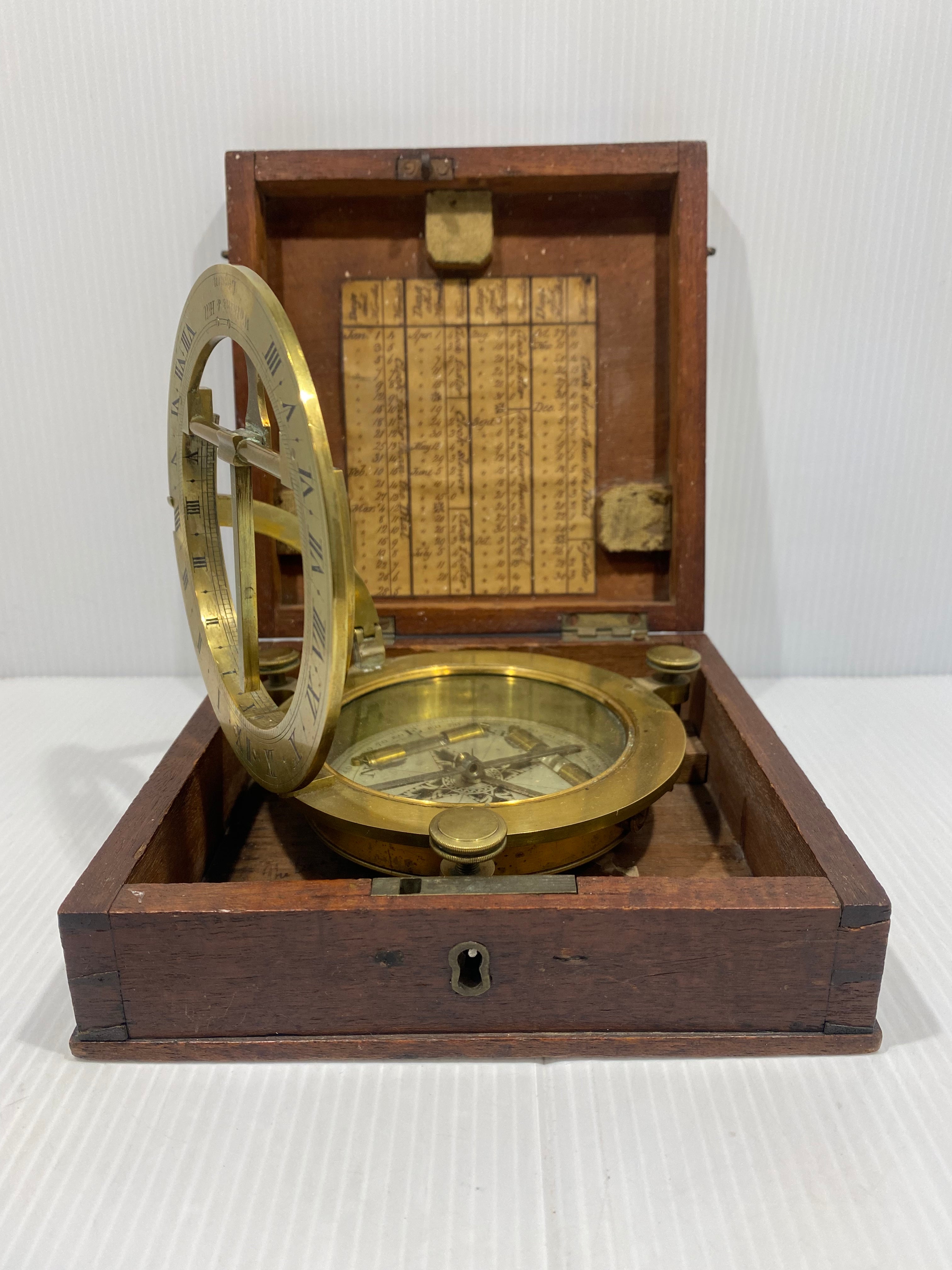 Antique Brass Compass London Watkins And Hill Ca 1840s Iapello 2204