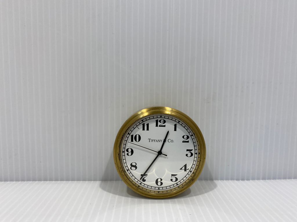 Vintage Tiffany and Co. Square Brass Desk Clock, 1970s