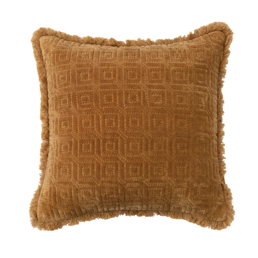 Camel Velvet Quilted Pillow