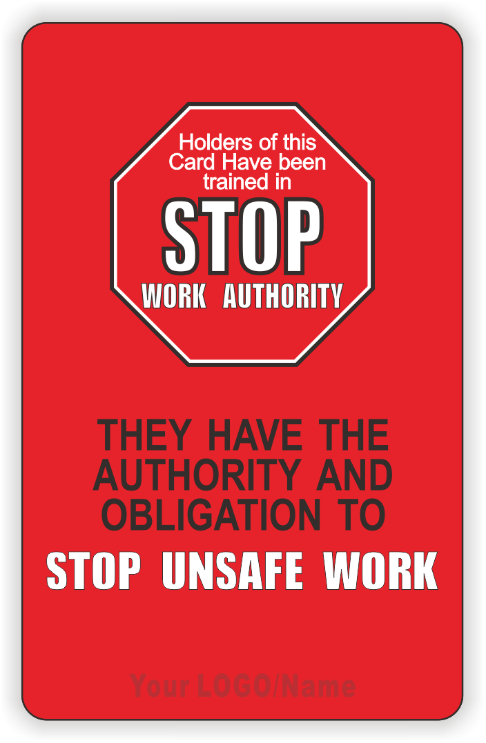 100pcs Customizable Stop Work Authority Cards 8256