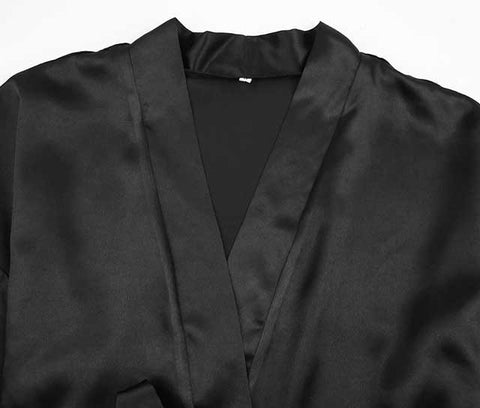 Black Satin Kimon Robe | Eiyo Kimono