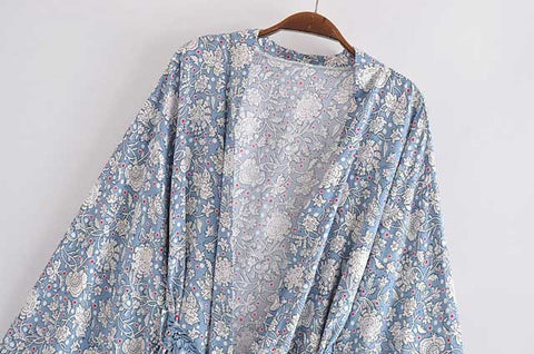 Light Blue Boho Kimono Cardigan | Eiyo Kimono