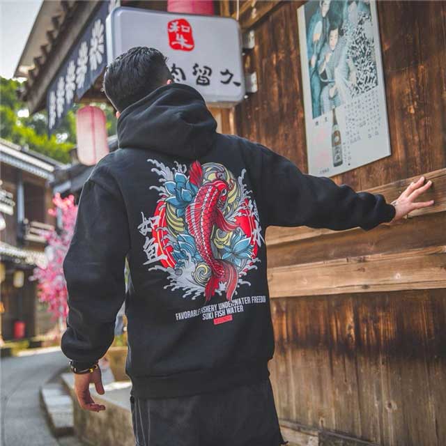 Crane Print Hoodie | Eiyo Kimono