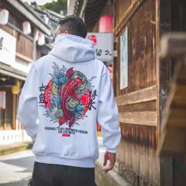 Hoodie | Crane Print Kimono Eiyo