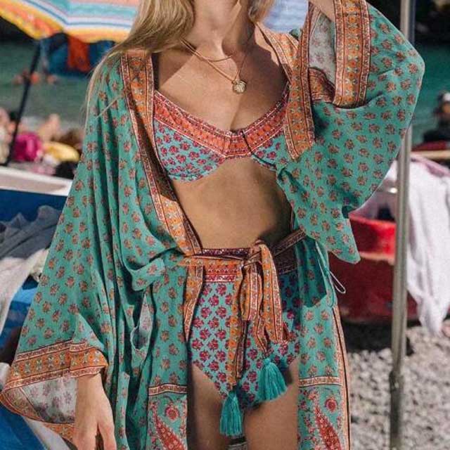 Long Boho Kimono Robe