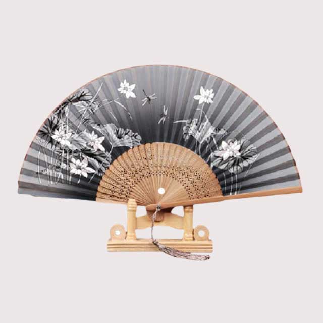 Grey Bamboo Silk Hand Fan