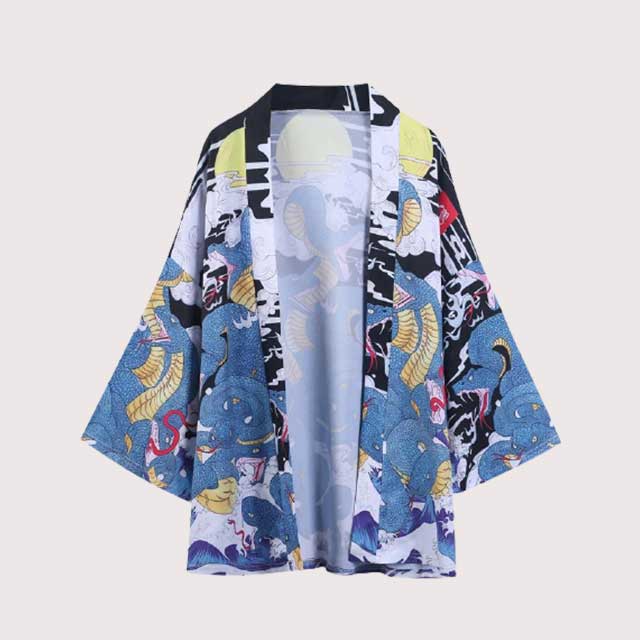 Short Kimono Cardigan in Blue