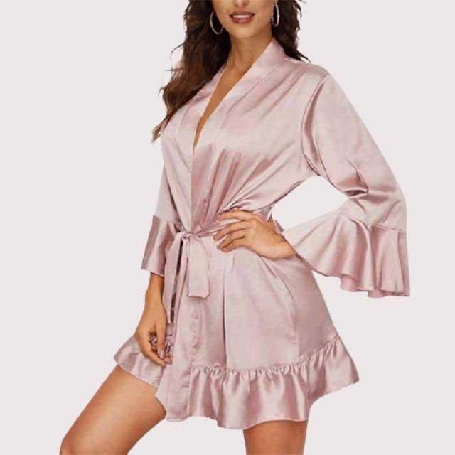 Short Silk Kimono Dressing Gown