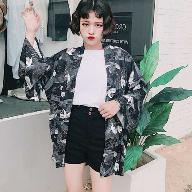 Japanese Crane Haori Jacket | Eiyo Kimono