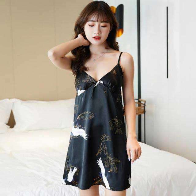 Silk Bridal Gown Print Crane Robe