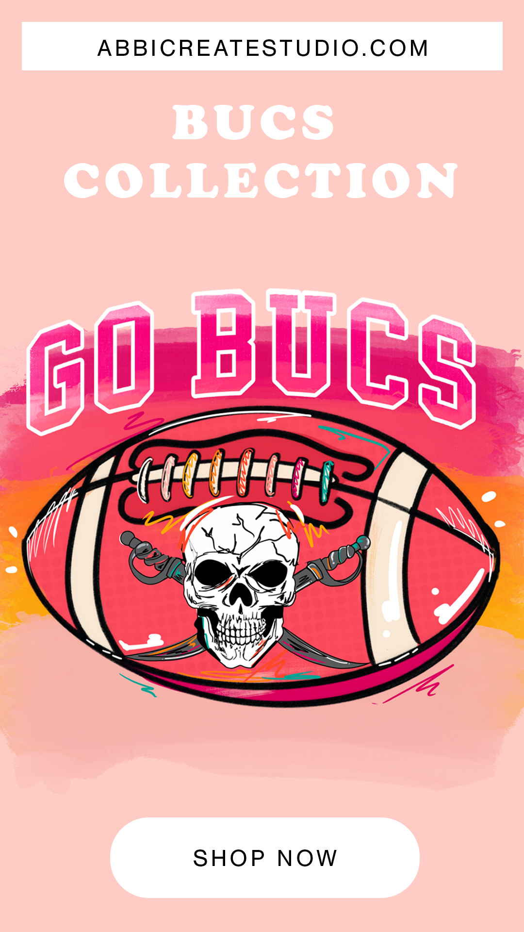 GO BUCS football design illustration by Abbicreates Studio | Football illustration | tampa bay buccaneers football | Tampa graphic designer