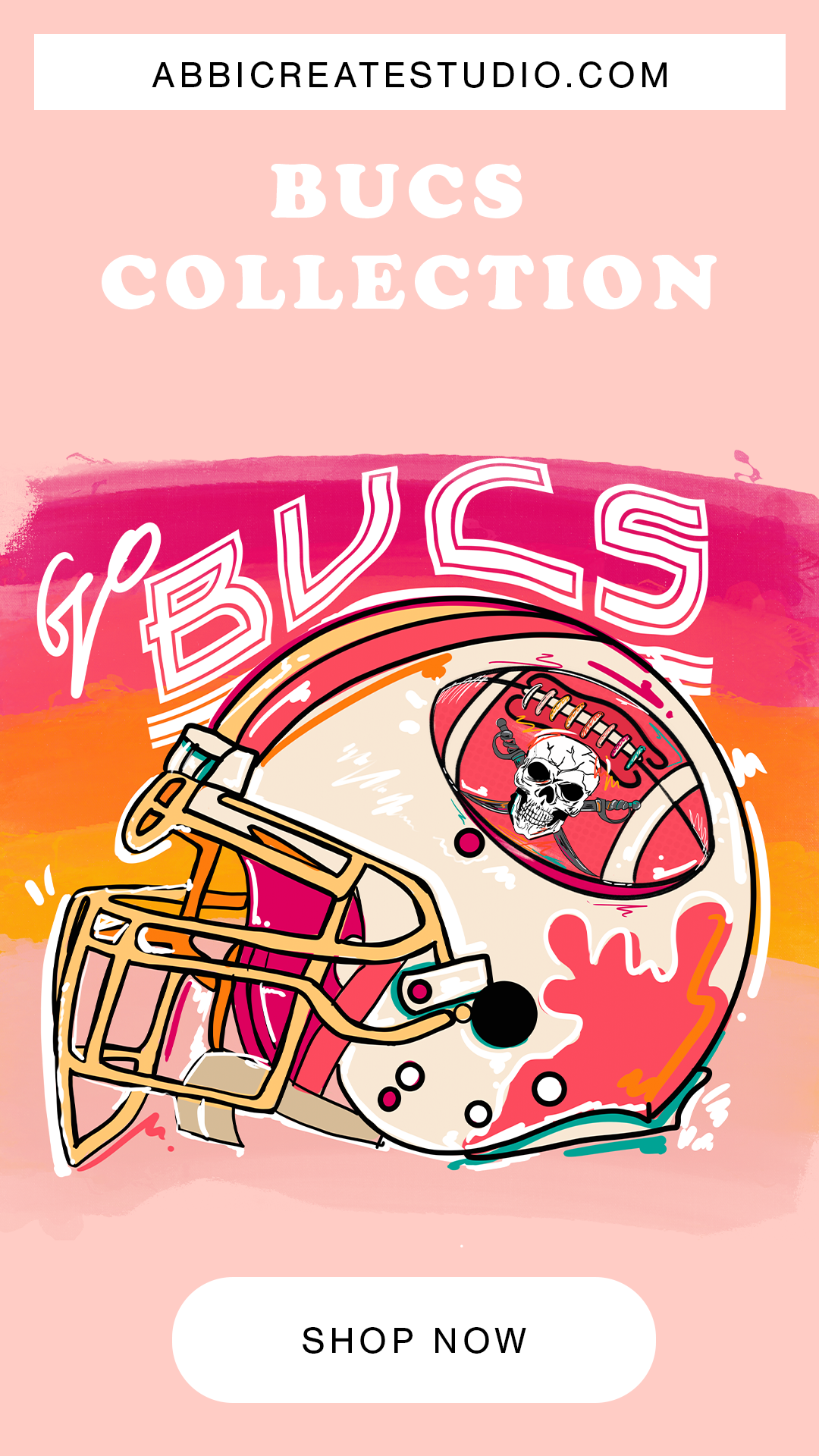 bucs helmet illustration by Abbicreates Studio | Tampa bay artist, illustrator