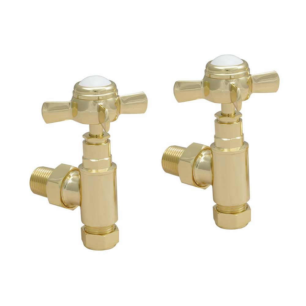 Traditional Angle Radiator Valves - Antique Brass