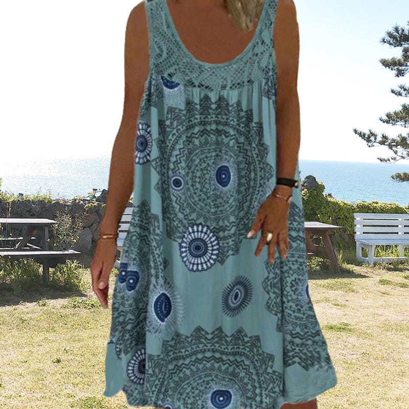 Robe d'été sans manches à col rond pour femmes