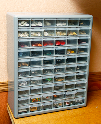 Hardware container with lots of clear drawers