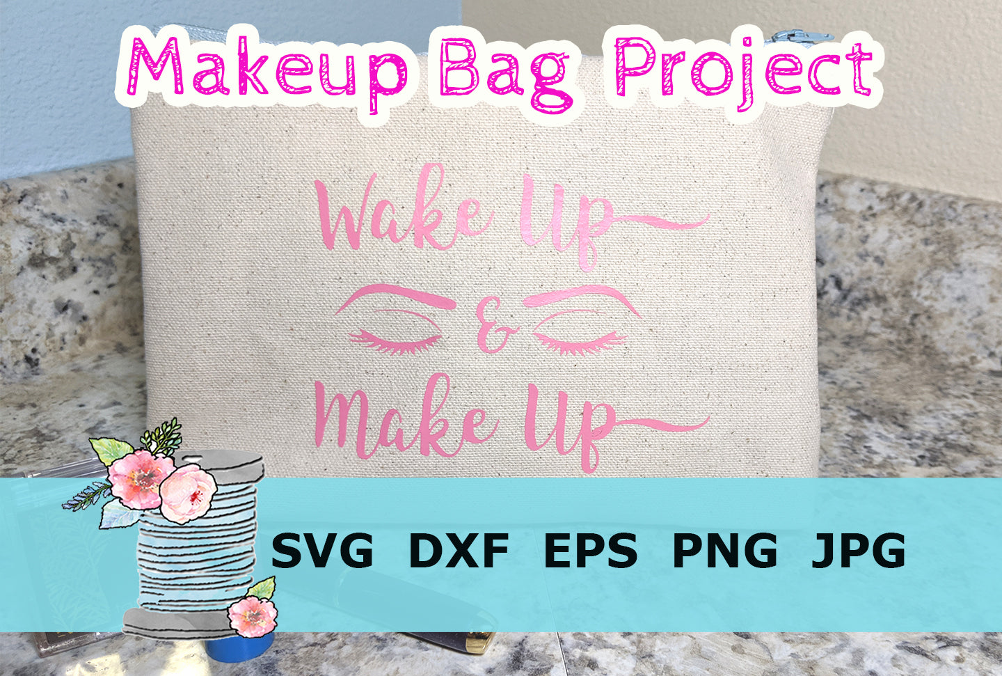 Makeup Bag Monogram Frame SVG File