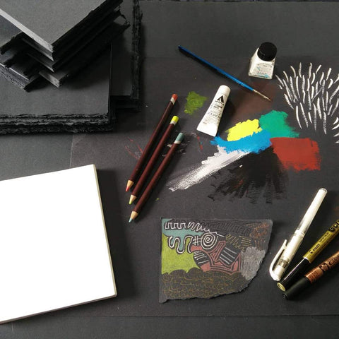 Black cotton rag paper and art materials