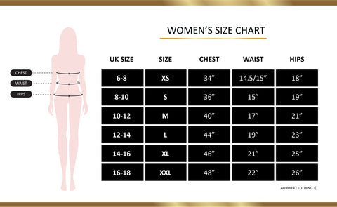 Aurora Clothing Online Size Chart