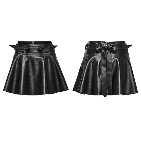 PU Leather Mini Skirt with Details: Embrace Punk Rock Chic.