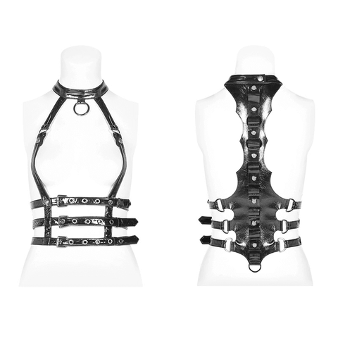 Spine-shaped Punk Accessory: Glossy Eyelet Harness.